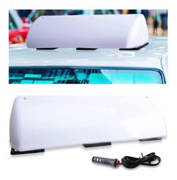 19" LED Blank Taxi Cab Sign，5W 12V Strong Magnet Car Roof Top Topper Light Waterproof for DIY Sign Advertising Freeway（White）