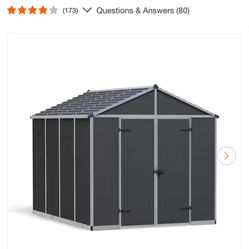 CANOPIA by PALRAM Rubicon 8 ft. W x 10 ft. D Resin Plastic Outdoor Garden Storage Shed with Floor (77.2 sq. ft.) in Dark Gray