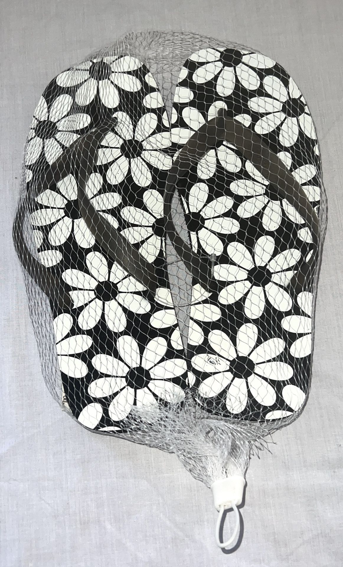 Sandals (Black) White Flowers