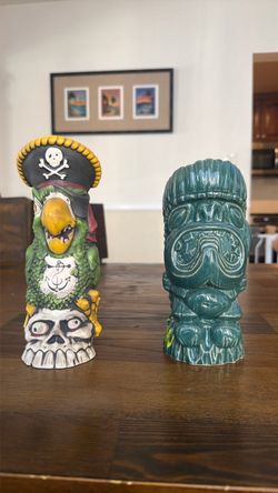 Bigtoe signed tiki mugs