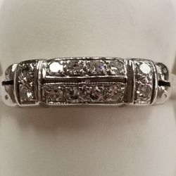 14kt. White Gold And Diamond Band.
