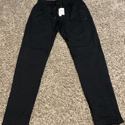 Mens Zip Joggers Pants Size XXL Black Casual Gym Workout Track Pants Comfortable Slim Fit Tapered Sweatpants with Pockets