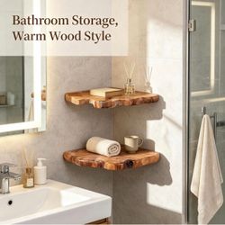 Floating Corner Shelf Set of 2 for Living Room, Bedroom Bathroom Corner Floating Shelves, corner shelf wall mounted, wood shelves for wall,Space-Savin