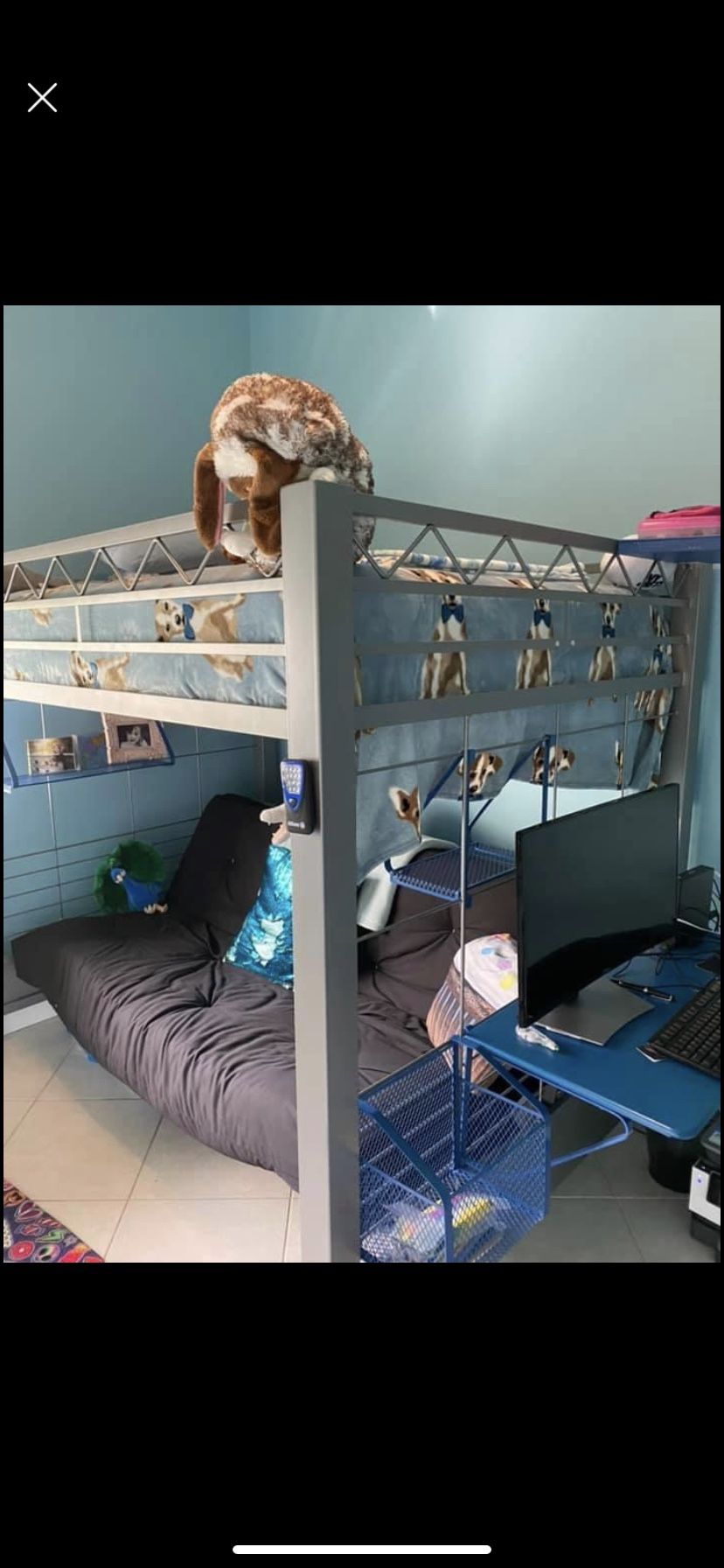 Amazing full size bunk bed with sofa bed underneath!