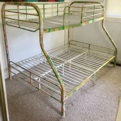 Multicolored Metal Bunk Bed Frame (Twin Mattress Included)