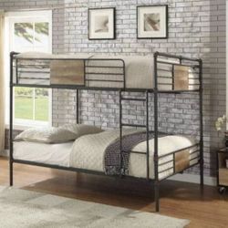 Brand New 2 PC  Brand New Sandy Black Queen/Queen Bunk Bed with Dark Bronze Hand-Brushed Finish