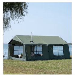 Inflatable Camping Tent with Hand Pump Waterproof Outdoor Blow up Tent 2-8 Person Oxford 4 Season Glamping Air Tent Cabin House with Mesh Windows & Do