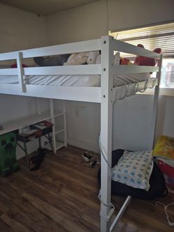 Full size bed with desk
