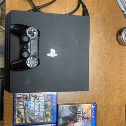 PS4  PRO 1 TB. Controller And Games Shown
