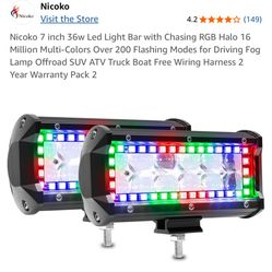 Nicoko LED light bar with an RGB halo ring 7’