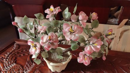 Vintage Glass Cherry Blossom Bonsai Tree