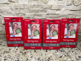 Lot of 4 CANON Photo Paper GLOSSY 4" X 6"  50 Sheets Each NEW -b