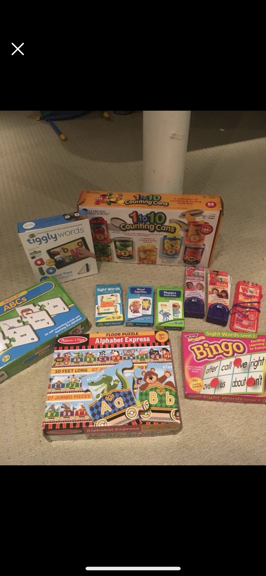 Learning Games K- First Grade - Melissa & Doug, Counting Cans, Tiggly Words, Puzzles, Bingo