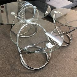 Free Delivery Today Only Chrome Glass Matching Tables 