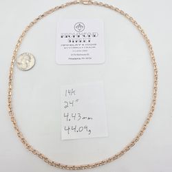 14k rose gold 24" hermes link chain