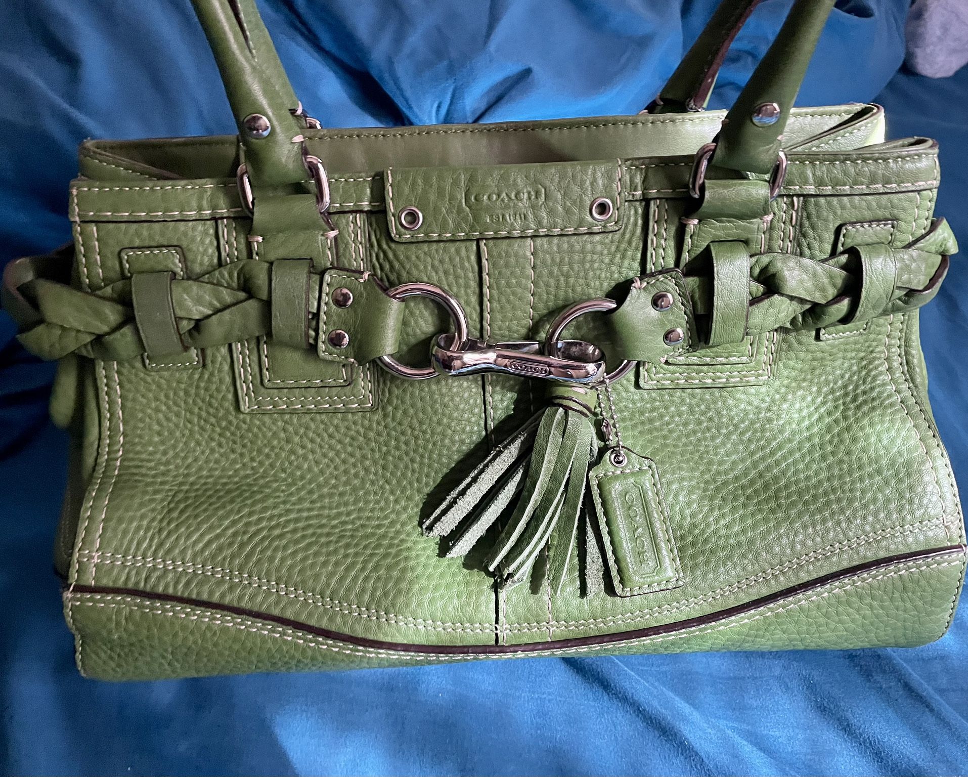 COACH Purse: Hampton Green Pebble Leather Carryall Tote Shoulder Bag
