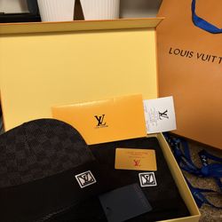 Louis Vuitton scarf and beanie set
