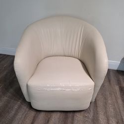 Swivel Barrel Accent Chair, Modern Round Linen Arm Chair for Living Room, Bedroom, Comfy Club Reading Chairs for Adults（Linen Fabric, Beige, Set of 1