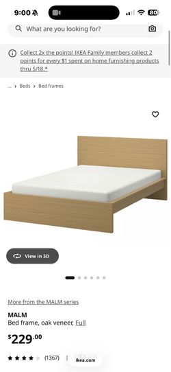 IKEA- MALM BED FRAME IN OAK VENEER