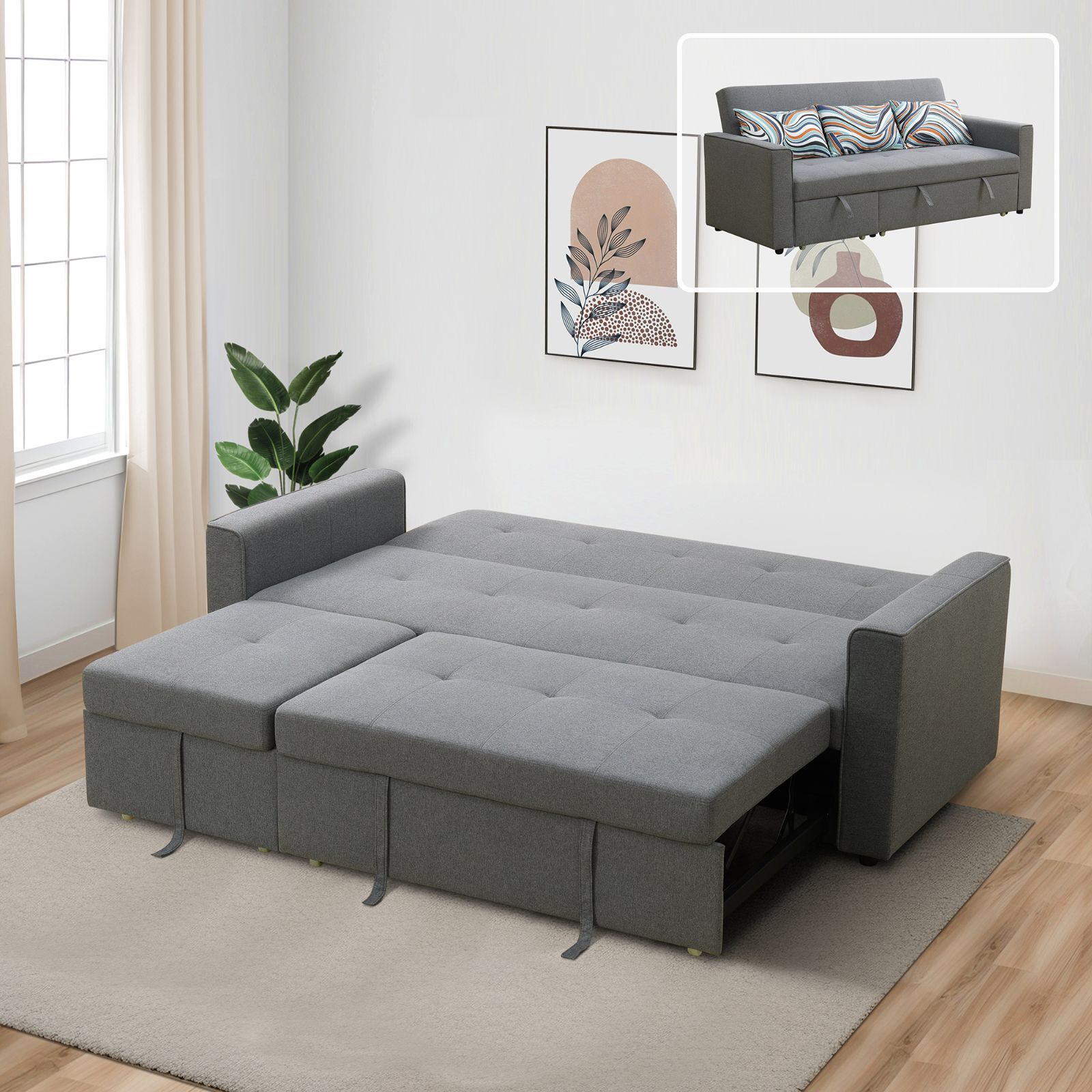 Cheap New Grey Fluffy Sofabed
