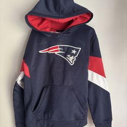 Youth New England Patriots Hoodie Size Medium 10/12 Blue Pullover Long Sleeve