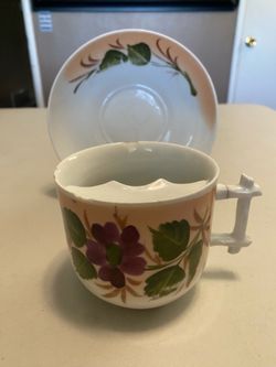 HAND PAINTED TEACUP & SAUCER