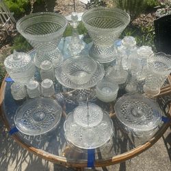 75+ Assorted pieces of Vintage Wexford Anchor Hocking including Two Punch Bowls with Bases