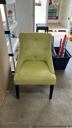Green fabric chair.