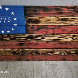 Reclaimed Pallet American Flag Burnt 