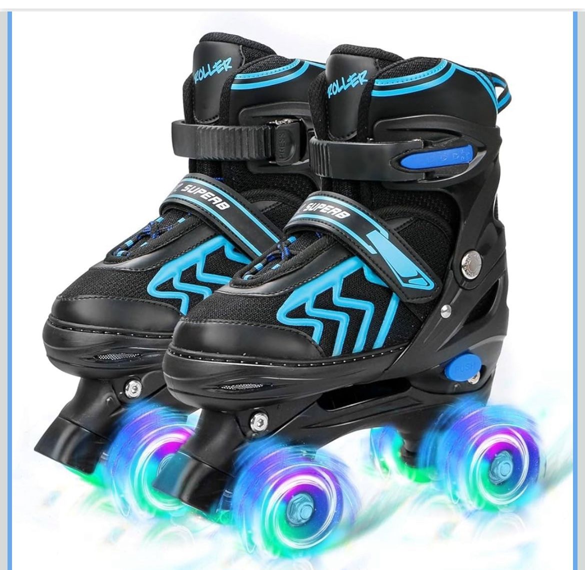 Adjustable Toddler Kids Roller Skates with Light Up Wheels for Boys Girls Beginners for Indoor Outdoor Sports