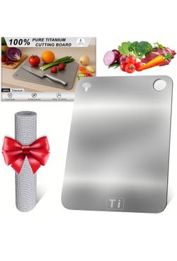 100% Pure Titanium Cutting Board– Double-Sided Metal titanium Cutting Boards for Kitchen, Food-Grade Certified, Dishwasher Safe – Small Titanium Cutti