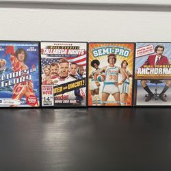 Will Ferrell 4 DVD Bundle Talladega Blades Glory Anchorman Semi-Pro Comedy Movie
