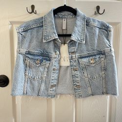 Jean Cropped Sleeveless Jacket 