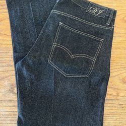 Like New Men’s DJ Deuce Jeans Black Speckle & Brown Stitching Size 38w x 32L