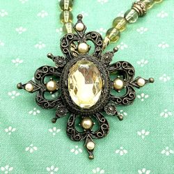 Vintage Handmade Lemon Quartz Necklace 