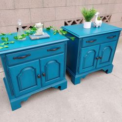 Teal Vintage Nightstands