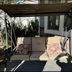 3 Person Patio Swing - With Cushions & Canopy