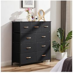 New 9 Dresser for Bedroom Chest of Drawer Fabric Storage Tower Organizer Nightstand TV Stand with Metal Frame for Living Room Nursery Entryway