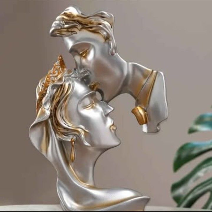 "Ethereal Embrace:Modern Abstract Lovers Sculpture.(Available in silver and gold only)