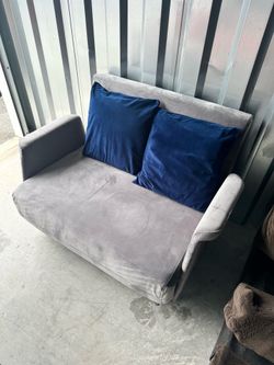 Loveseat Sofa / Bed Modern Style Gray Velvet ‼️$30‼️ TABLES NOT INCLUDED ‼️