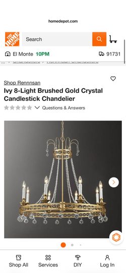 Ivy 8-Light Brushed Gold Crystal Candlestick Chandelier
