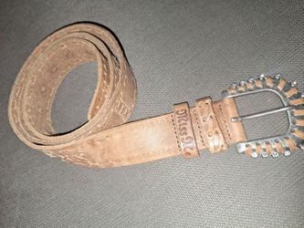 Miss Me Tan Leather Belt with Studded Buckle