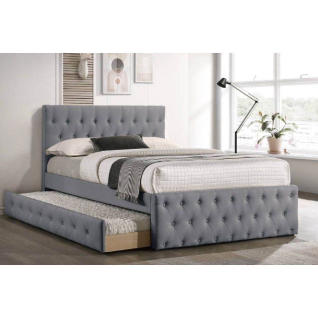 Gray Full Bed Frame With Trundle 