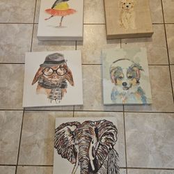 Set Of Artwork - Includes 5 Pieces Pictured