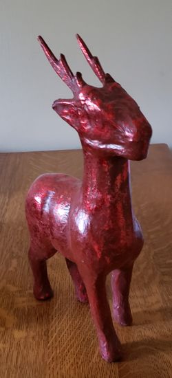 Red Paper Mache Christmas Deer