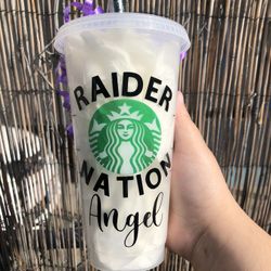 Starbucks Raiders Logo In The Back Raider Nation In The Front With Name