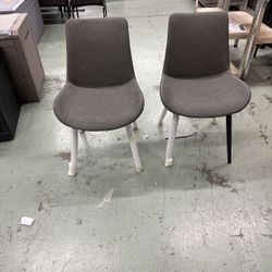 Faux Leather Indoor Dining Chairs Set of 2, Modern Industrial Kitchen Dining Room Chair with Metal Legs for Dining, Living Room, Bedroom (Gray)