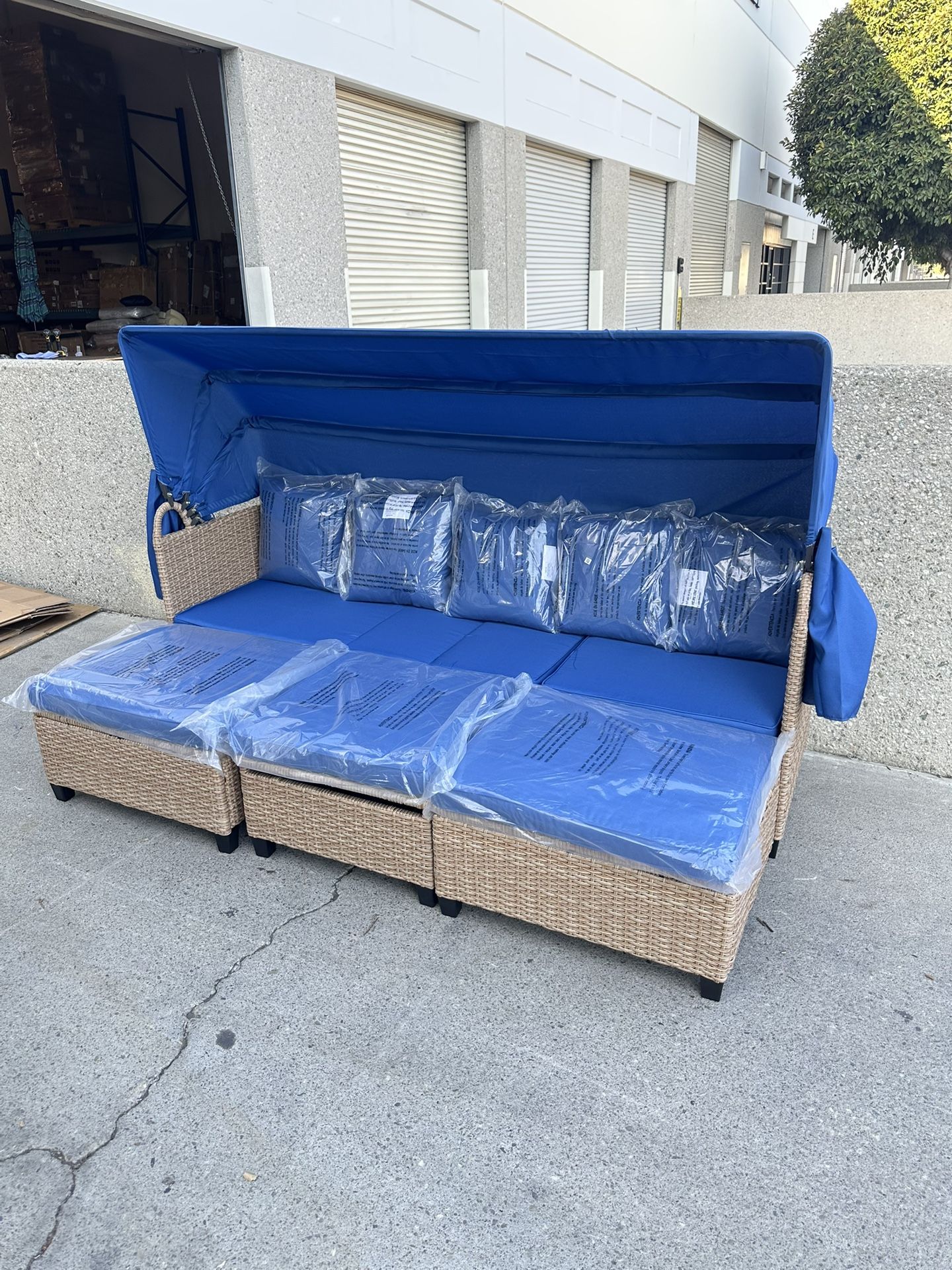 New outdoor patio furniture set with canopy