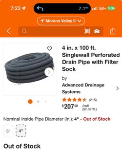 4” x 100ft corrugated drain pipe with sock -2 rolls