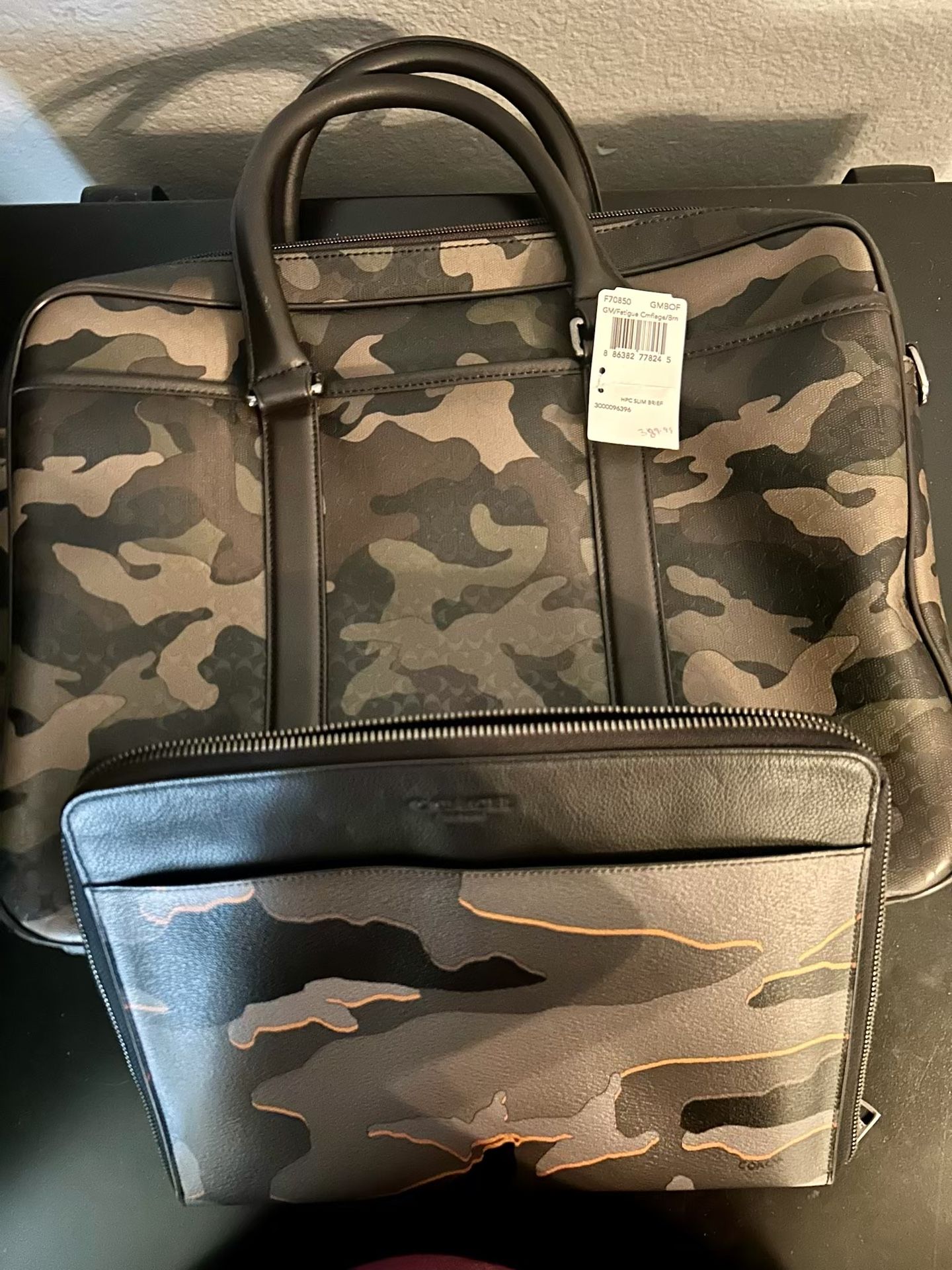 Coach Bags | Coach Men's Black And Green Camouflage Briefcase F70850